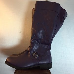 Purple calf high boots